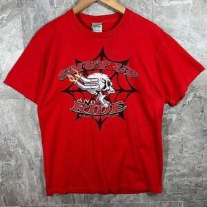 Vintage 90s Liquid Blue skull biker tee Shirt Shit up and Ride Mens Sz M #biker